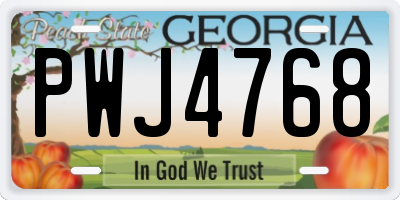 GA license plate PWJ4768