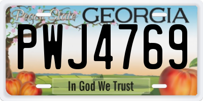 GA license plate PWJ4769