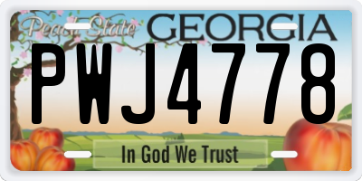 GA license plate PWJ4778