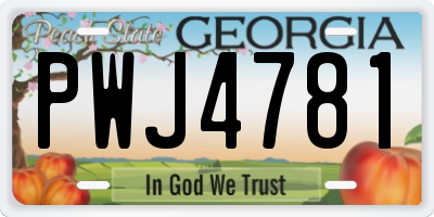 GA license plate PWJ4781