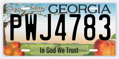 GA license plate PWJ4783