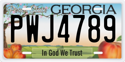 GA license plate PWJ4789