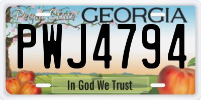 GA license plate PWJ4794
