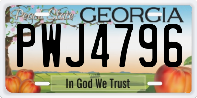 GA license plate PWJ4796
