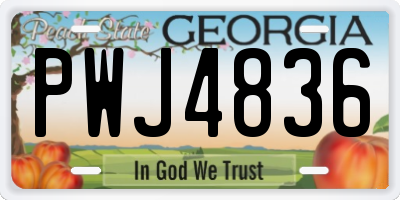GA license plate PWJ4836