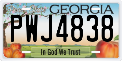 GA license plate PWJ4838