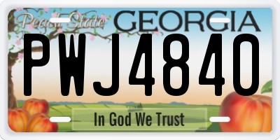 GA license plate PWJ4840