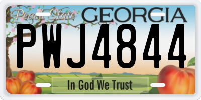 GA license plate PWJ4844