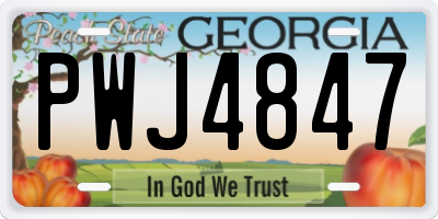 GA license plate PWJ4847