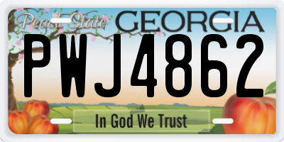 GA license plate PWJ4862