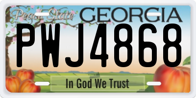 GA license plate PWJ4868