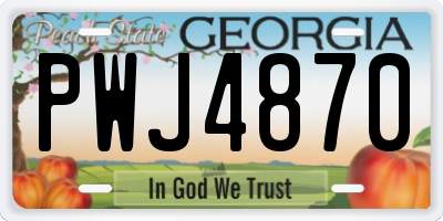 GA license plate PWJ4870
