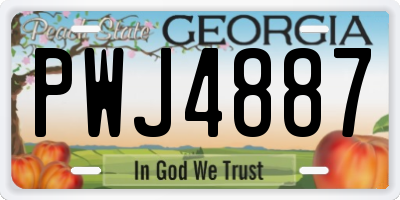 GA license plate PWJ4887
