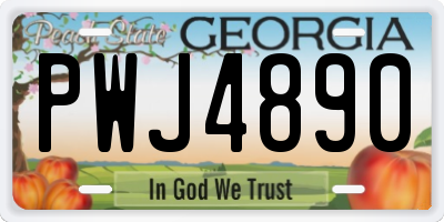 GA license plate PWJ4890