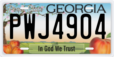 GA license plate PWJ4904