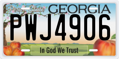 GA license plate PWJ4906