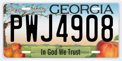 GA license plate PWJ4908