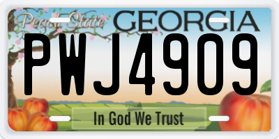 GA license plate PWJ4909