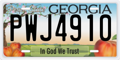 GA license plate PWJ4910