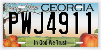 GA license plate PWJ4911