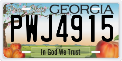 GA license plate PWJ4915