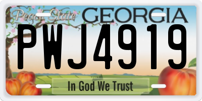 GA license plate PWJ4919