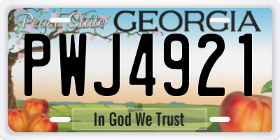GA license plate PWJ4921