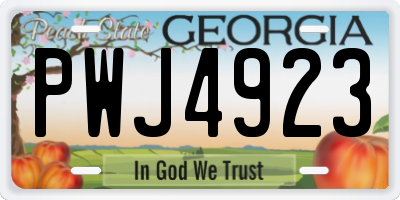 GA license plate PWJ4923