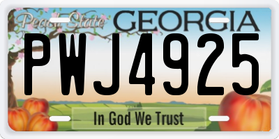 GA license plate PWJ4925