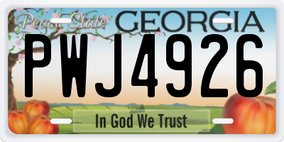 GA license plate PWJ4926