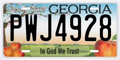 GA license plate PWJ4928