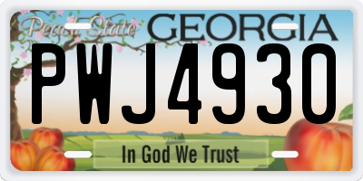 GA license plate PWJ4930