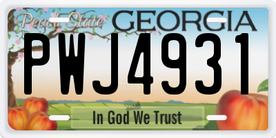 GA license plate PWJ4931