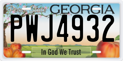 GA license plate PWJ4932
