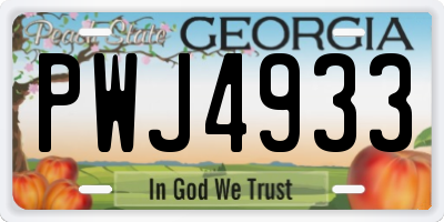GA license plate PWJ4933