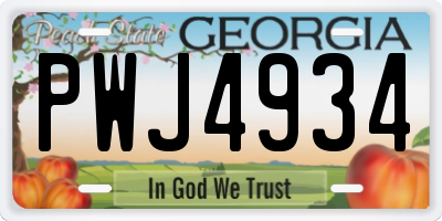 GA license plate PWJ4934