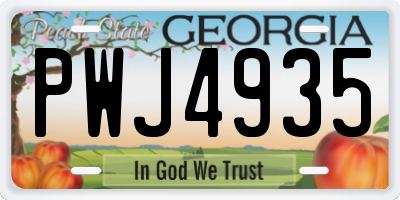 GA license plate PWJ4935