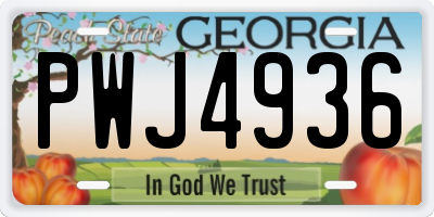 GA license plate PWJ4936