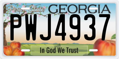 GA license plate PWJ4937