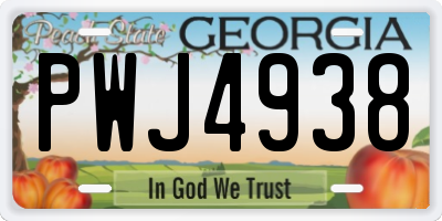 GA license plate PWJ4938