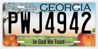GA license plate PWJ4942