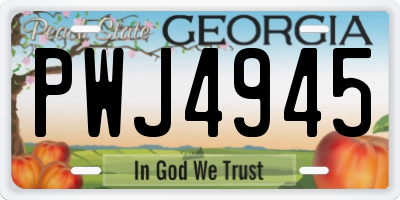 GA license plate PWJ4945