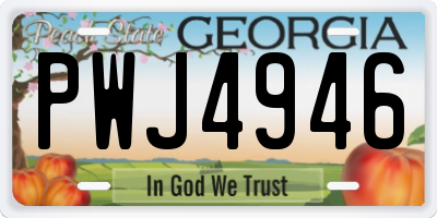 GA license plate PWJ4946
