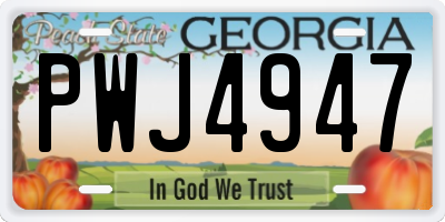 GA license plate PWJ4947