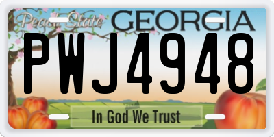 GA license plate PWJ4948