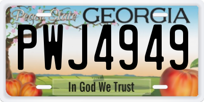 GA license plate PWJ4949