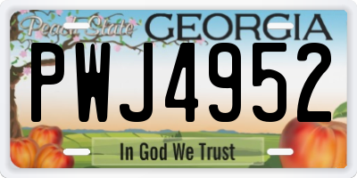 GA license plate PWJ4952