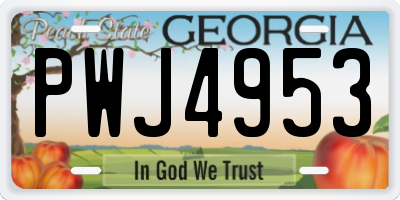GA license plate PWJ4953