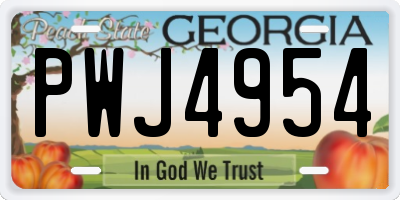 GA license plate PWJ4954