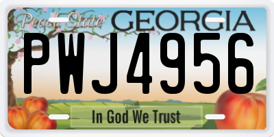 GA license plate PWJ4956